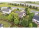 Aerial view of a home, highlighting the well-manicured backyard and nearby greenery near a commercial thoroughfare at 8663 N Commonview Dr, McCordsville, IN 46055