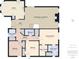 Detailed floor plan showcasing the layout of the first floor, including the kitchen, bedrooms, and living spaces at 9635 Shasta Dr, Fishers, IN 46038