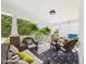 Relaxing front porch area featuring cozy wicker furniture, stylish pillows, and a patterned rug for added comfort at 9635 Shasta Dr, Fishers, IN 46038
