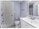 Bathroom features single vanity, tiled floor and blue walls at 1393 Wayne St, Noblesville, IN 46060