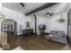 Spacious living room with ceiling fans, hardwood floors, and ample natural light at 1393 Wayne St, Noblesville, IN 46060