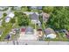 An aerial view of the property showcasing the backyard, detached garage, and surrounding neighborhood at 1539 Evans Ave, Noblesville, IN 46060