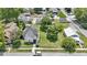 Aerial view of a home with a large yard, mature trees, and neighborhood at 1539 Evans Ave, Noblesville, IN 46060