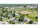 An aerial view of a property near a school featuring athletic fields and lush greenery at 1539 Evans Ave, Noblesville, IN 46060