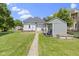 A cozy backyard scene showcasing a well-kept lawn and a charming shed with a small porch at 1539 Evans Ave, Noblesville, IN 46060