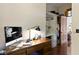 Home office with a hardwood desk and a closet for storage at 1539 Evans Ave, Noblesville, IN 46060