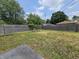 Fenced backyard with grass and partially shaded area, perfect for outdoor activities at 1628 Edgewood Dr, Anderson, IN 46011