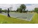 Outdoor basketball court surrounded by lush green grass and mature landscaping at 174 Straughn Ln, Westfield, IN 46074