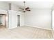 Bright main bedroom includes a walk-in closet, neutral paint and carpet, and a vaulted ceiling at 174 Straughn Ln, Westfield, IN 46074