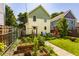 Backyard featuring a garden with raised beds, lush lawn, and quaint fencing at 2020 N Park Ave, Indianapolis, IN 46202