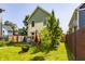 Backyard with a healthy tree, firepit, lush lawn, and quaint fencing at 2020 N Park Ave, Indianapolis, IN 46202