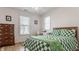Cozy bedroom featuring two large windows, wood flooring, and a green and white comforter at 2020 N Park Ave, Indianapolis, IN 46202