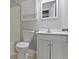 Bathroom featuring vanity, mirror, toilet and shower at 255 N Pasadena Rd, Noblesville, IN 46062