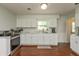 Updated kitchen featuring white cabinets, stainless steel appliances, and hardwood floors at 3225 25Th St, Columbus, IN 47203