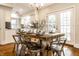 Charming dining room with a farmhouse table, modern chairs, and French doors to the outdoors at 4619 N Park Ave, Indianapolis, IN 46205