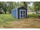 Backyard shed that offers functional outdoor storage at 4645 Quail Run Dr, New Palestine, IN 46163