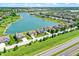 Aerial of homes next to a lake, showcasing community layout and waterfront living at 6882 Bladstone Rd, Noblesville, IN 46062