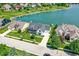Overhead shot of homes on a lake with manicured lawns and direct water access at 6882 Bladstone Rd, Noblesville, IN 46062