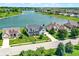 Beautiful aerial view of lakeside homes with manicured lawns and a serene lake setting at 6882 Bladstone Rd, Noblesville, IN 46062