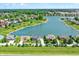 Breathtaking aerial view of a residential neighborhood surrounding a pristine lake at 6882 Bladstone Rd, Noblesville, IN 46062