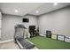 Bright basement with artificial turf flooring and exercise equipment at 6882 Bladstone Rd, Noblesville, IN 46062