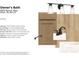 Design elements for bath include cabinets, counter, flooring, tile, faucet, and lighting at 6894 Renoir Way, Avon, IN 46123