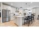 Modern kitchen features stainless steel appliances, a center island with bar seating, and pendant lighting at 7154 Covington St, Lebanon, IN 46052