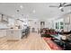 Open floor plan featuring an eat-in kitchen, living room, and hardwood floors at 7154 Covington St, Lebanon, IN 46052