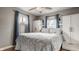 Bedroom with a ceiling fan, two large windows, and two white wardrobes at 743 Sanders St, Indianapolis, IN 46203