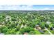 Expansive aerial view of a neighborhood with mature trees, lush green lawns, and single-Gathering homes under a bright blue sky at 7504 Troon Ct, Indianapolis, IN 46237