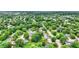 Wide aerial shot showing a green, established neighborhood with mature trees and single Gathering homes at 7504 Troon Ct, Indianapolis, IN 46237