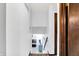 View from the top of the staircase down to the living room below at 7504 Troon Ct, Indianapolis, IN 46237