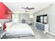 Comfortable main bedroom with a ceiling fan, and windows allowing ample natural light and plush gray carpeting at 12343 Slate Dr, Fishers, IN 46037