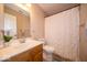 Bathroom featuring a vanity with a sink and a shower with a curtain at 13910 Brightwater Dr, Fishers, IN 46038