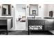 Stylish bathroom with dual vanities and doorway to bedroom suite at 1622 Cornell Ave, Indianapolis, IN 46202