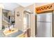 Spacious kitchen with stainless steel refrigerator and open layout at 2230 N Pennsylvania N St # 7, Indianapolis, IN 46205