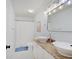 Powder blue bathroom features a granite countertop and and sinks at 4075 Dartmoor Dr, Greenwood, IN 46143