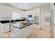 Modern kitchen featuring an island with seating, stainless steel appliances, and plenty of storage at 4075 Dartmoor Dr, Greenwood, IN 46143