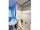 Bathroom features a pedestal sink and a shower/tub combo at 4108 Patricia St, Indianapolis, IN 46222