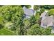 Aerial view of a house surrounded by lush trees showcasing the property's privacy and landscaping at 4763 Woods Edge Dr, Zionsville, IN 46077