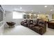 Finished basement showcasing comfortable leather recliners, window, and decorative wall art at 4763 Woods Edge Dr, Zionsville, IN 46077