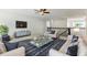 Virtually staged living room with comfortable seating, tv, and coffee table at 5441 Ellsworth Dr, Plainfield, IN 46168