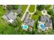 Stunning aerial shot showcases homes with pools and manicured lawns nestled among trees at 7554 Silverpine Ct, Indianapolis, IN 46250