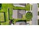 Aerial view of the property showcasing the roof, landscaping, and fenced in yard at 8447 Wanda Lake Dr, Camby, IN 46113