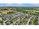 Expansive aerial view of a neighborhood with lush green spaces and mature trees at 8447 Wanda Lake Dr, Camby, IN 46113