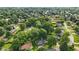 A stunning aerial view captures the home among lush, mature trees, highlighting its serene location in a green neighborhood at 8635 Bishops Ln, Indianapolis, IN 46217