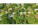 Picturesque aerial view showing the home surrounded by mature trees and manicured lawns in this tranquil neighborhood at 8635 Bishops Ln, Indianapolis, IN 46217