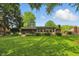 Expansive backyard with mature trees and lush greenery; perfect for outdoor entertaining at 8635 Bishops Ln, Indianapolis, IN 46217