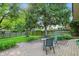 Inviting backyard patio with comfortable seating, surrounded by lush greenery and mature trees at 8635 Bishops Ln, Indianapolis, IN 46217