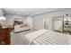 Basement bedroom showcasing bed, closet, TV and carpeted floor at 9840 N Anchor Bnd, McCordsville, IN 46055